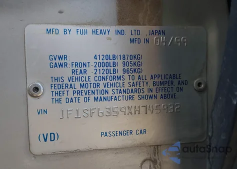 1999 Subaru Forester L from USA, damaged, VIN JF1SF6359XH745932